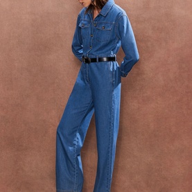 Straight Leg Denim Jumpsuit