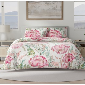 Impressionist Floral Duvet Set Pink