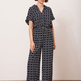 Geometric Printed Wide Leg Trousers