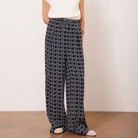 Geometric Printed Wide Leg Trousers