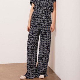 Geometric Printed Wide Leg Trousers
