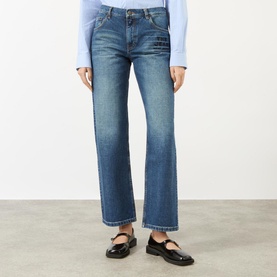 The Jean Mid-Rise Straight Leg Jeans