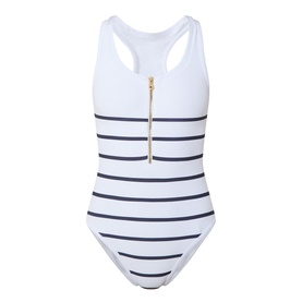 Nautical Stripe Zip Racerback Swimsuit