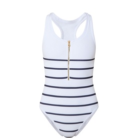 Nautical Stripe Zip Racerback Swimsuit