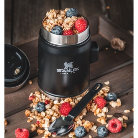 The Matte Black Pebble Classic Legendary Food Jar and Spork 0.4L