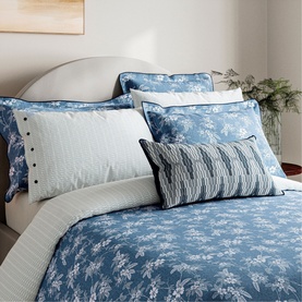 Zayda Square Pillowcase Pair Chambray Blue