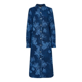 Chalk Print Denim Shirt Dress