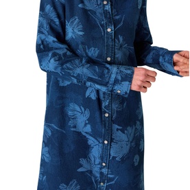 Chalk Print Denim Shirt Dress