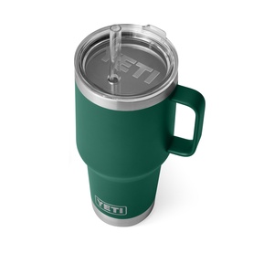 Yeti Rambler&reg; Straw Mug 35oz in green, stainless steel with handle, straw lid with molded-in stopper and YETI branding