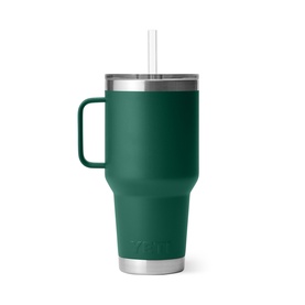 Yeti Rambler&reg; Straw Mug 35oz in green, stainless steel with elevated handle, straw lid and reusable straw, double-wall insulated travel mug
