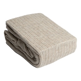 Beige Knitted Ribbed Bed Blanket