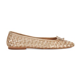 Heat Woven Leather Bow Detail Ballet Flats