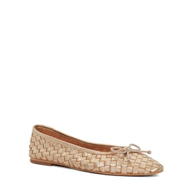 Heat Woven Leather Bow Detail Ballet Flats