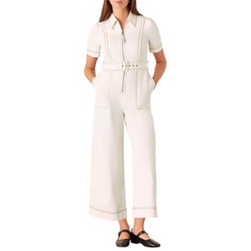 Denim Wide-Leg Belted Jumpsuit