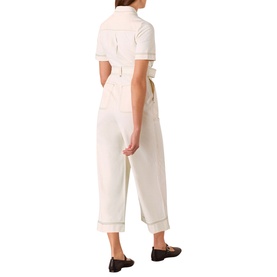 Denim Wide-Leg Belted Jumpsuit
