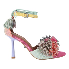 Pom Pom Heeled Sandals