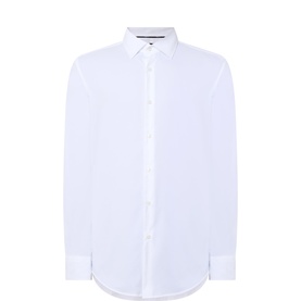 Hugo Boss Hank Slim-Fit Formal Shirt in white, Kent collar, single button cuffs, long sleeves, slim fit