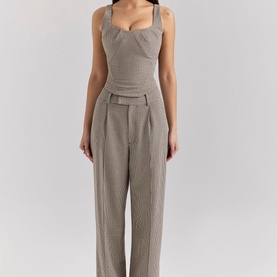 Hayden Puppytooth High-Waist Trousers