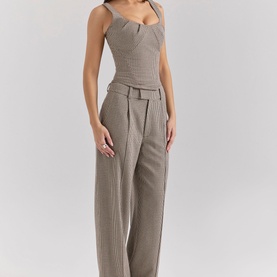 Hayden Puppytooth High-Waist Trousers