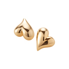 Art Heart Gold-Tone Button Earrings