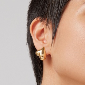 Art Heart Gold-Tone Button Earrings
