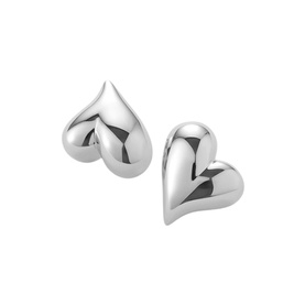 Art Heart Silver-Tone Button Earrings