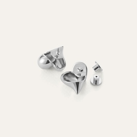 Art Heart Silver-Tone Button Earrings