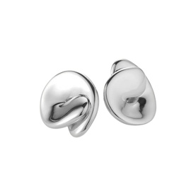 Rio Button Silver-Tone Earrings