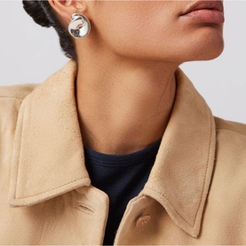 Rio Button Silver-Tone Earrings