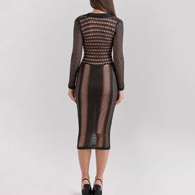 Loula Plunge Open-Knit Dress