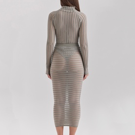 Margo Velour Sheer Striped Skirt