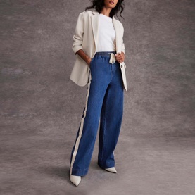 Side-Stripe Wide Jeans