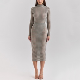Rowena Velour Sheer Striped Bodysuit