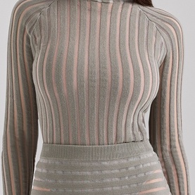 Rowena Velour Sheer Striped Bodysuit