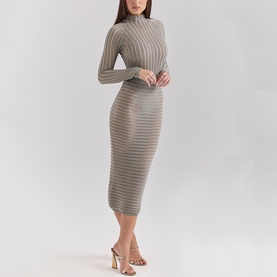 Rowena Velour Sheer Striped Bodysuit