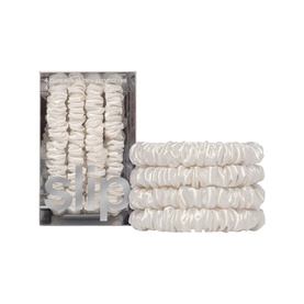Pure Silk Skinny Scrunchies - White