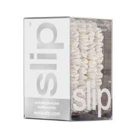 Pure Silk Skinny Scrunchies - White