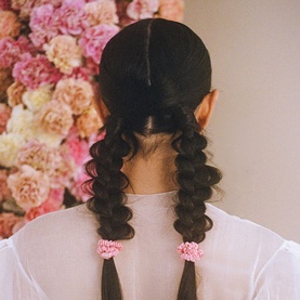 Pure Silk Skinny Scrunchies - Rose