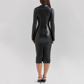 Viola Faux Leather Shirt Dress