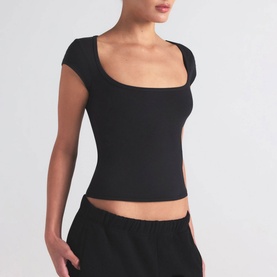 Scoop Neck T-Shirt Soot