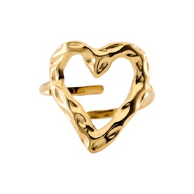 Textured Heart Adjustable Ring Gold