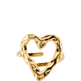 Textured Heart Adjustable Ring Gold