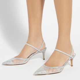 Charismatic Mesh Diamante Slingback Courts