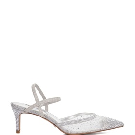 Charismatic Mesh Diamante Slingback Courts