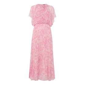 Pleated Abstract Print Dress