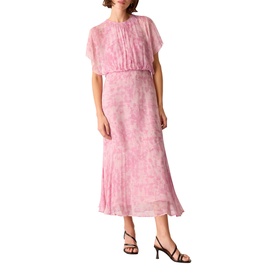 Pleated Abstract Print Dress