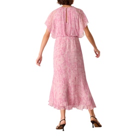 Pleated Abstract Print Dress