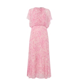 Pleated Abstract Print Dress