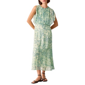 Dashed Brush Marks Pleated Dress