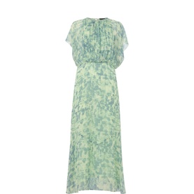 Dashed Brush Marks Pleated Dress